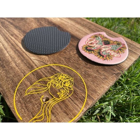 Be Free Sunflower Coasters 2 Pack | Car Coasters | Car Accessories | Positivity - Picture 3 of 8